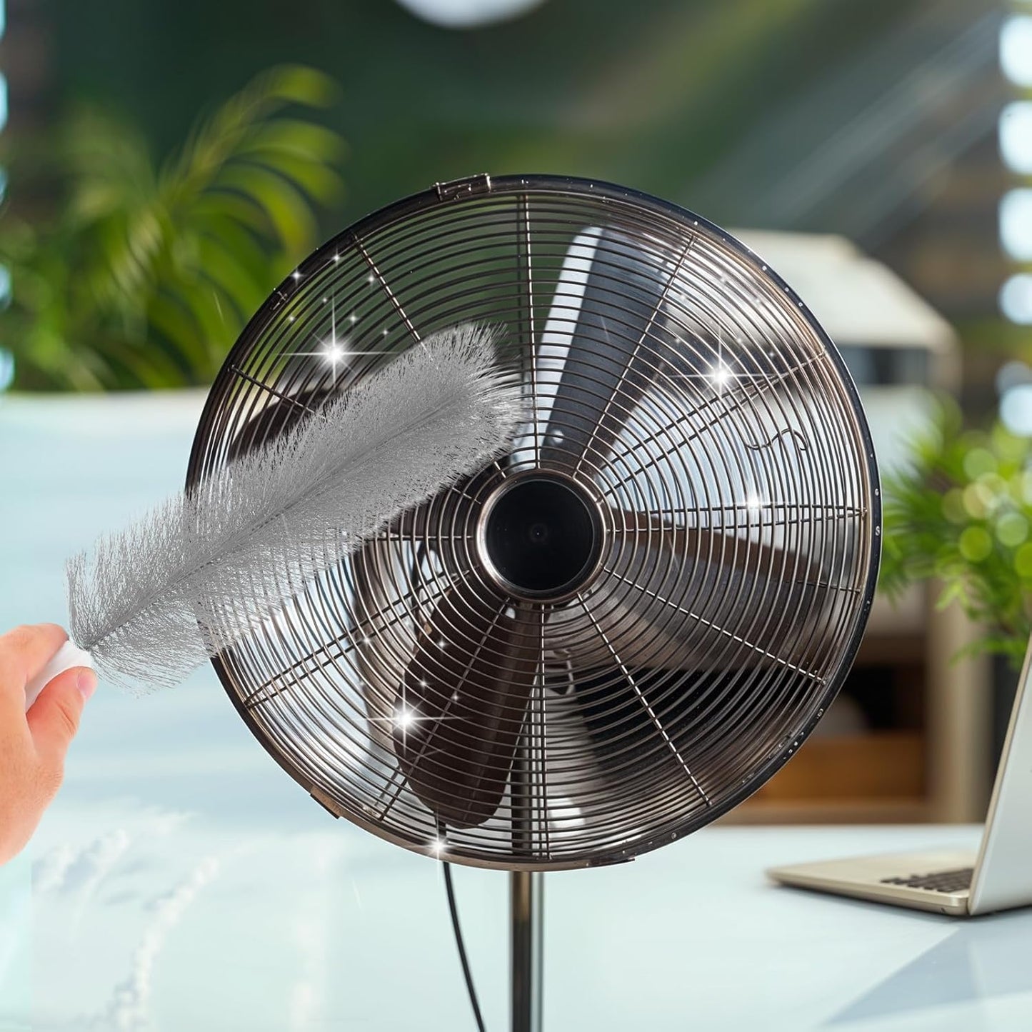 2 Pcs Fan Cleaner Brushes, Bendable Fan Cleaning Brush Cobweb Duster Set Microfiber Head Washable Brush for Ceiling Fan Air Vents Curtains Cars Box Fan(Grey)