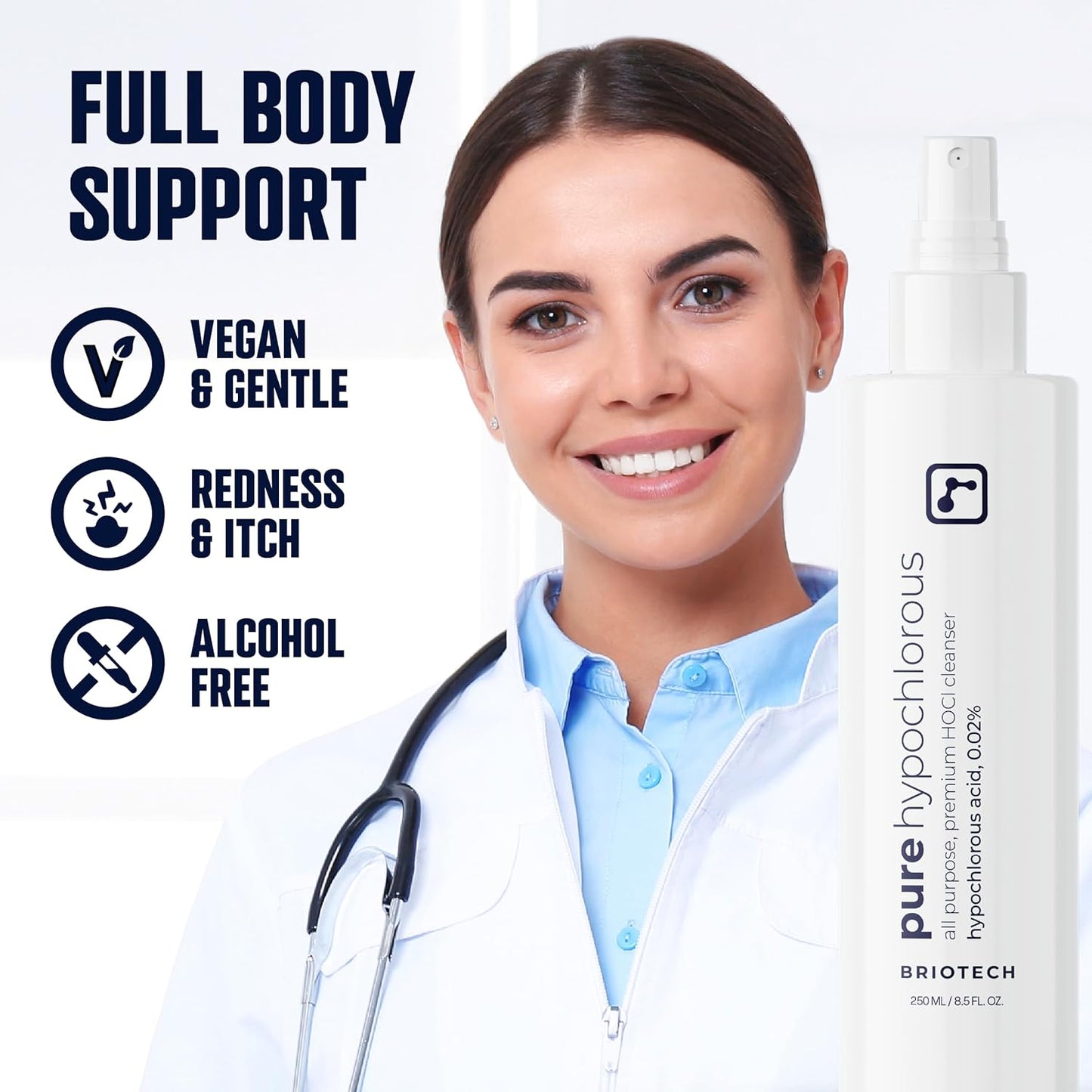 BRIOTECH Pure Hypochlorous Acid Spray and Cleanser, Original Premium HOCl Topical Solution, Multi-Purpose Cleaner, Family Approved & Pet Friendly, 2 fl oz Travel Size (2 Pack)