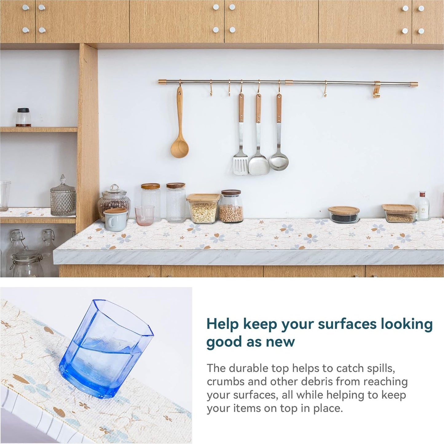 12Inch by 30FT Shelf Liner for Kitchen Cabinets Non Adhesive Kitchen Drawer Liner