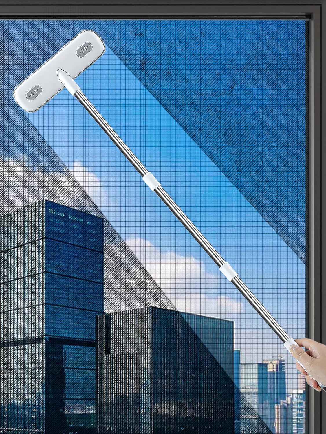 IMHO Cleaning Brush for Window Screen, Screen Cleaner Tool, 2 in 1 Mesh Screen Cleaning Brush, Small Brush for Patio, Door, Porch Screens, White &Grey Brush Cleaners for Screen