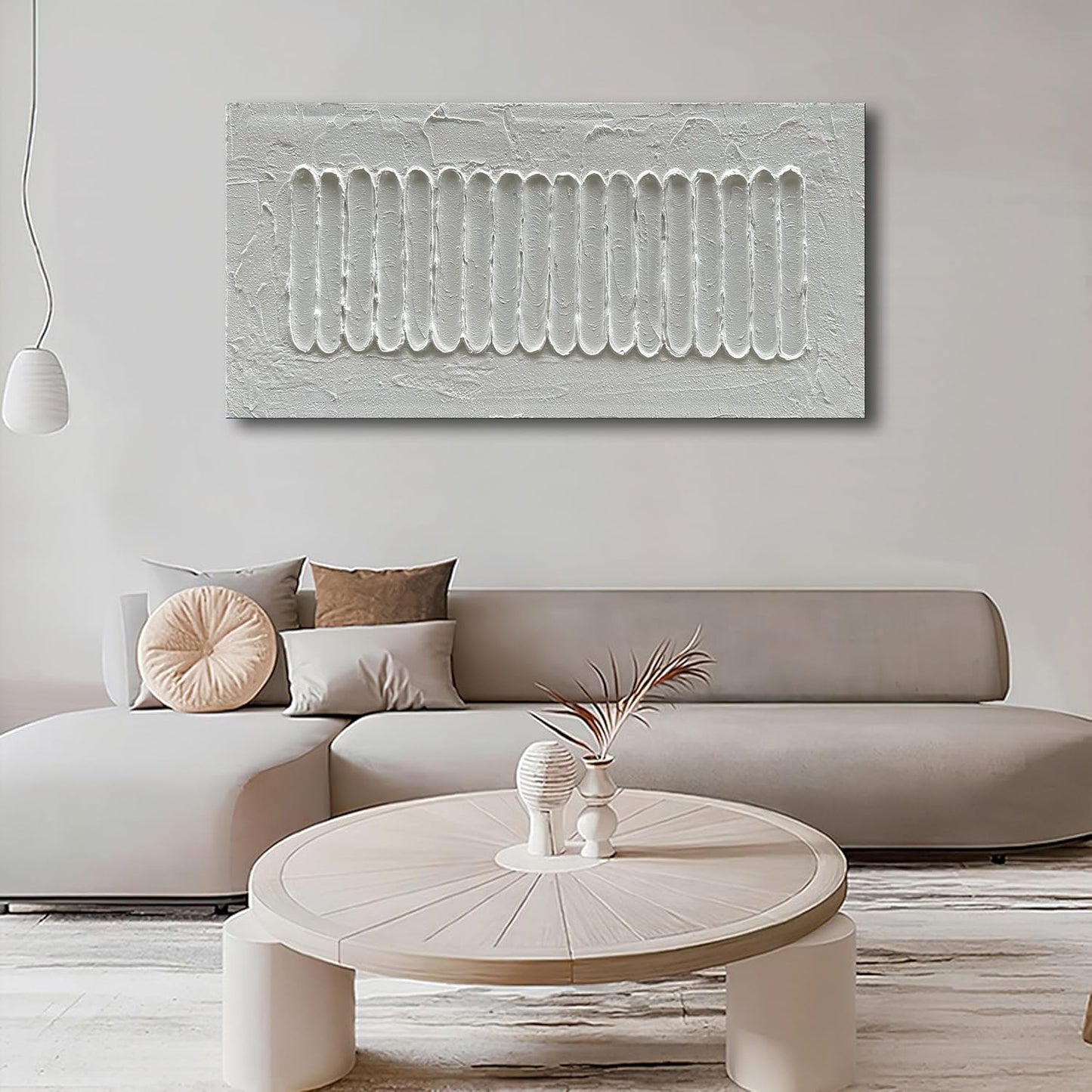 NANKAI Art 24x48 Inchs White Minimalist Art Oil Painting Hand Painted Thick Texture Abstract Painting Home Wall Decorative Art