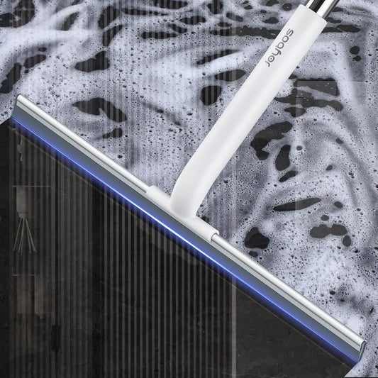 Rubber Floor Squeegee for Smooth Surface Concrete Floor, Tile Floor, Heavy Duty Garage Shower Floor Squeegee Broom for Removing Water, Commercial Scrubber Mop with Adjustable Long Handle