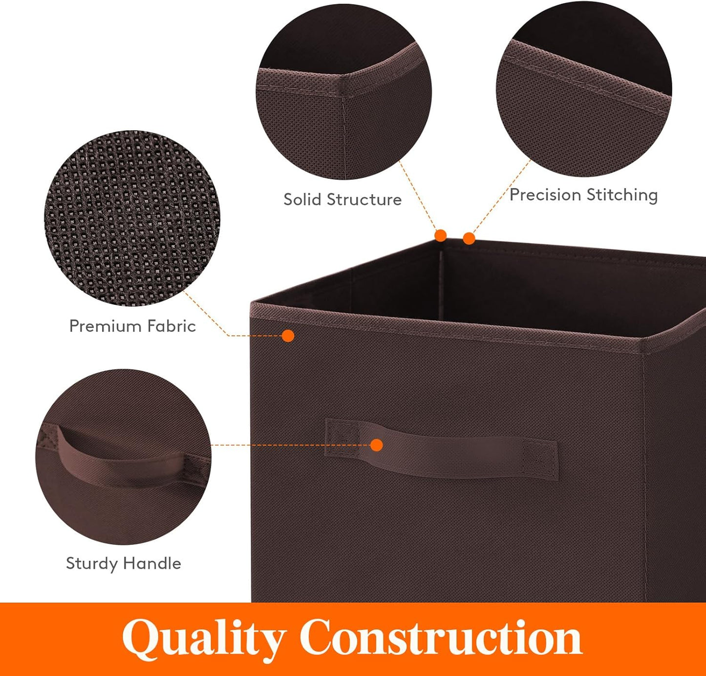 Lifewit 12 Packs Storage Cubes, 11 Inch Cube Storage Bins, Foldable Decorative Fabric Storage Baskets for Organizing Home Organizers with Handles for Shelves, Closet, Brown