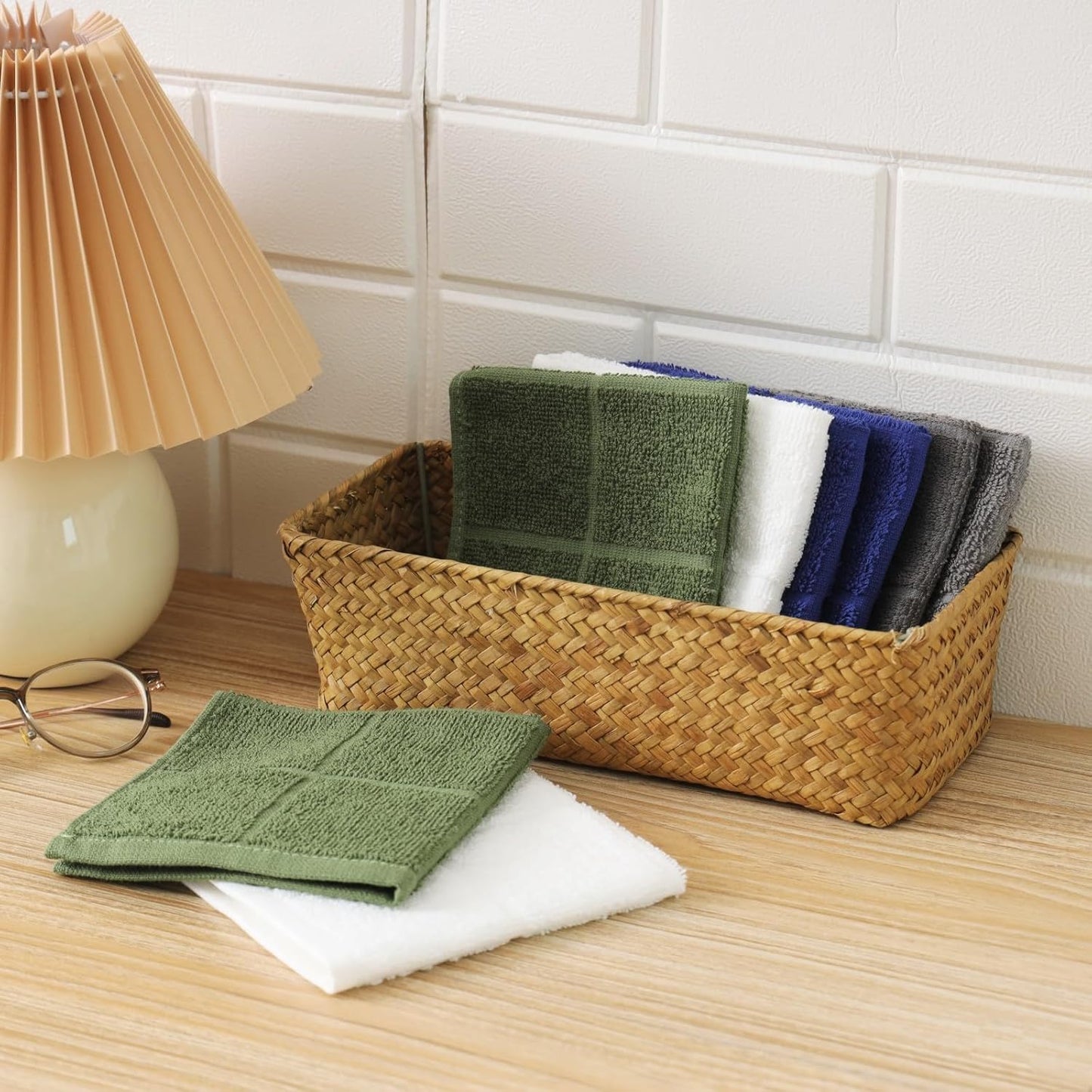 Glynniss Dishcloths Kitchen Highly Absorbent Dish Rags 100% Cotton Dish Cloths for Washing Dishes (Light Cream)