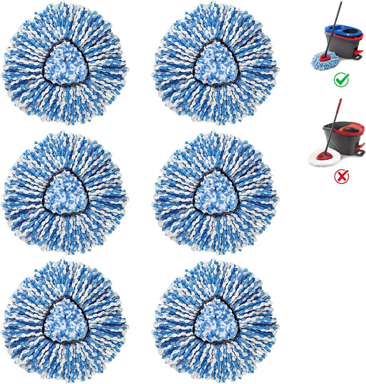 BonusLife 6-Pack Mop Head for O-Ceda RinseClean Spin Mop Refill 2-Tank System Only Easy Cleaning Microfiber Replacement