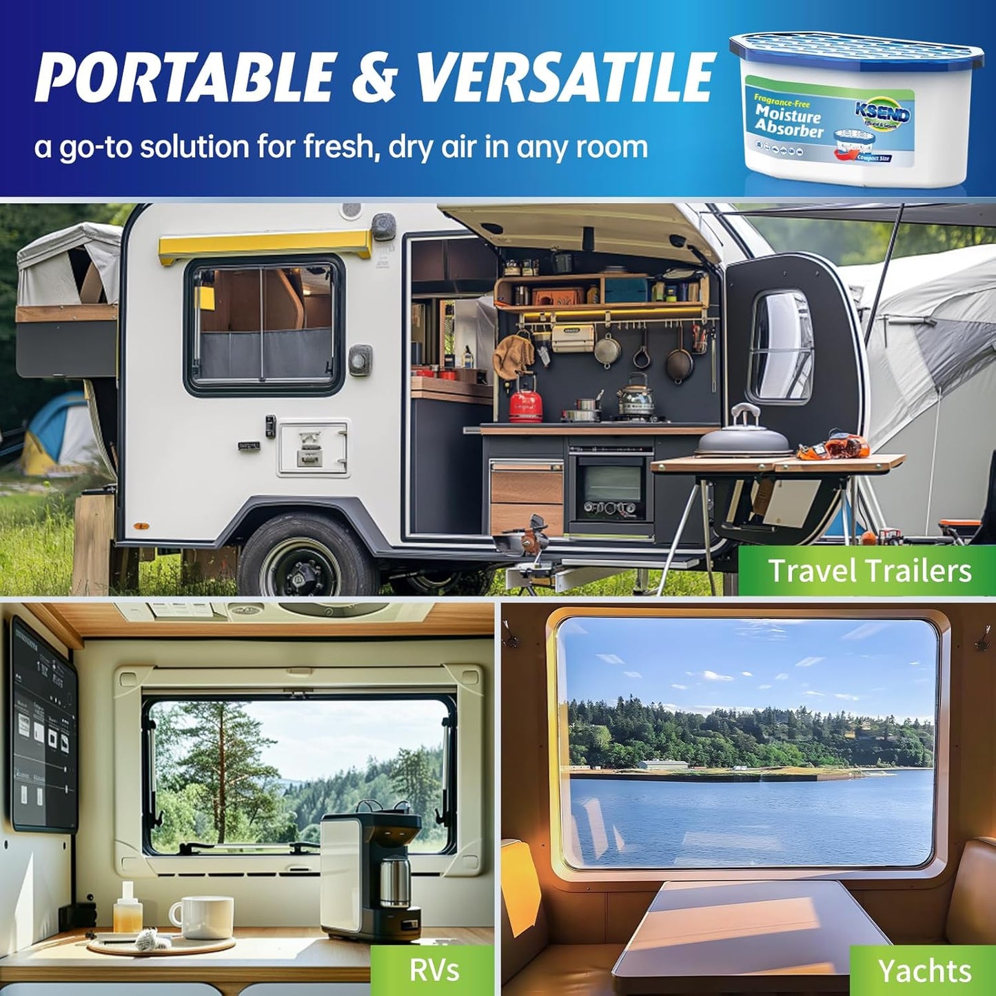 Moisture Absorbers, 18 Pack, Compact Dehumidifier for Closet, Efficient Humidity Absorber Boxes, Moisture Absorber for Closet, Odor Eliminator with Fragrance Free, Blue, 6.4oz, 300ml