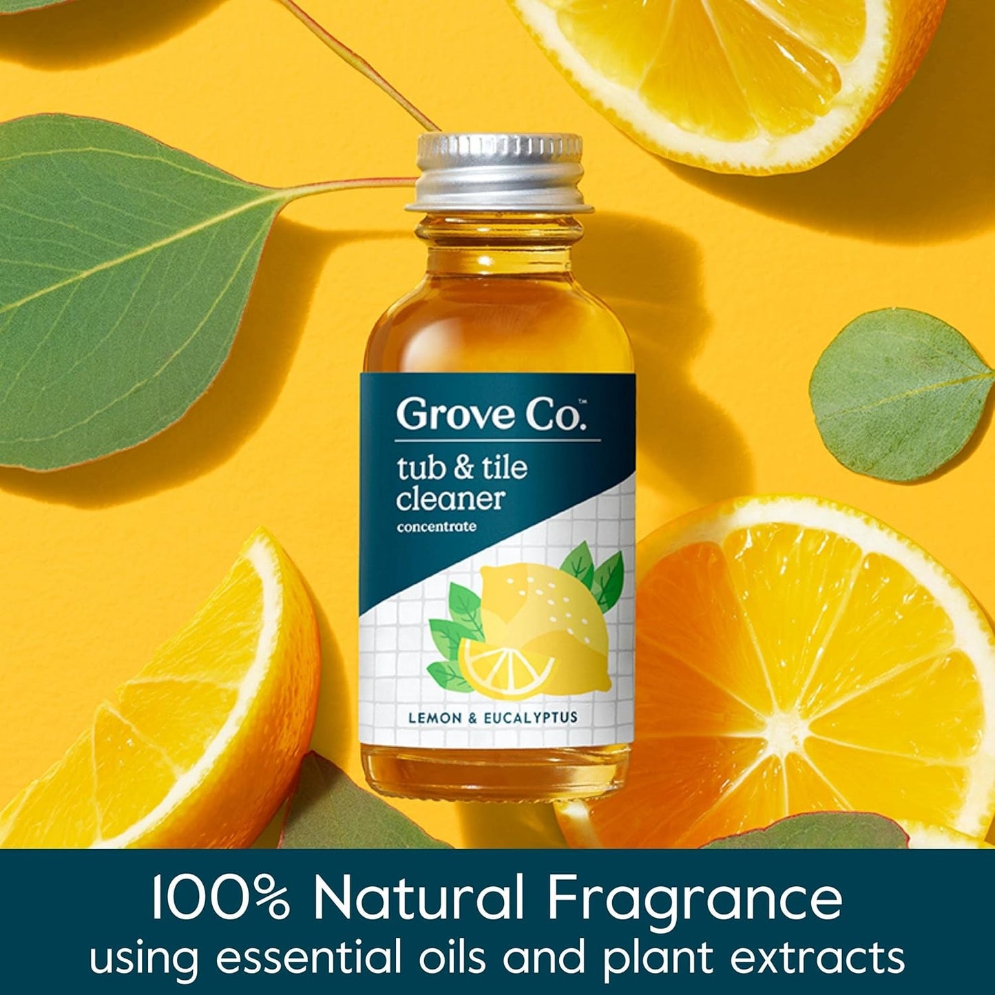 Grove Co. Tub and Tile Cleaner, Refill Concentrate (6 x 1 Fl Oz) Plant-Based Household Cleaning Supplies, No Plastic Waste, 100% Natural Lemon & Eucalyptus Fragrance, 3 x 2 Pack Refills