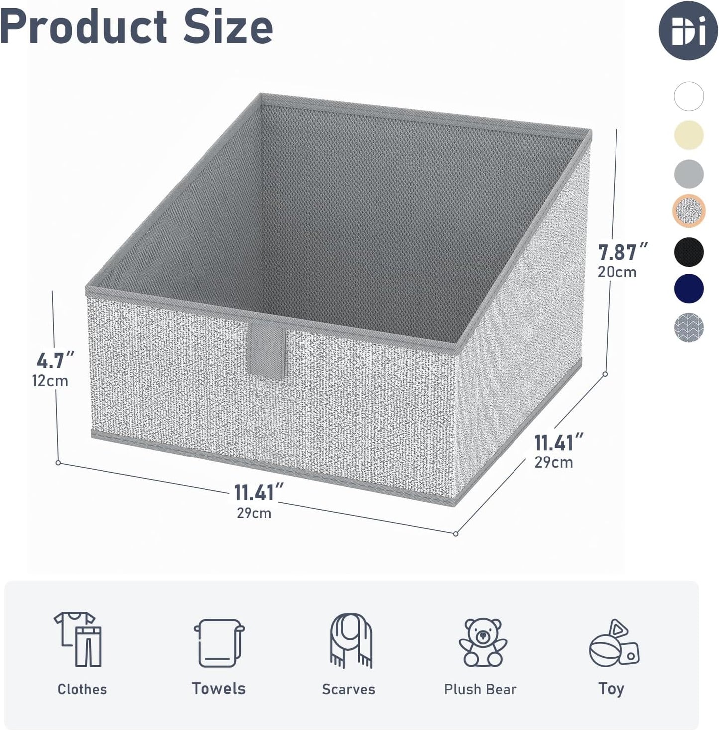 DIMJ Closet Storage Bins 6 Pack - Fabric Trapezoid Closet Organizer Bin, Foldable Storage Baskets for Shelves, Closet Shelf Organizer, Clothing Storage Box for Toys, Books, Towel, Clothes, Gray