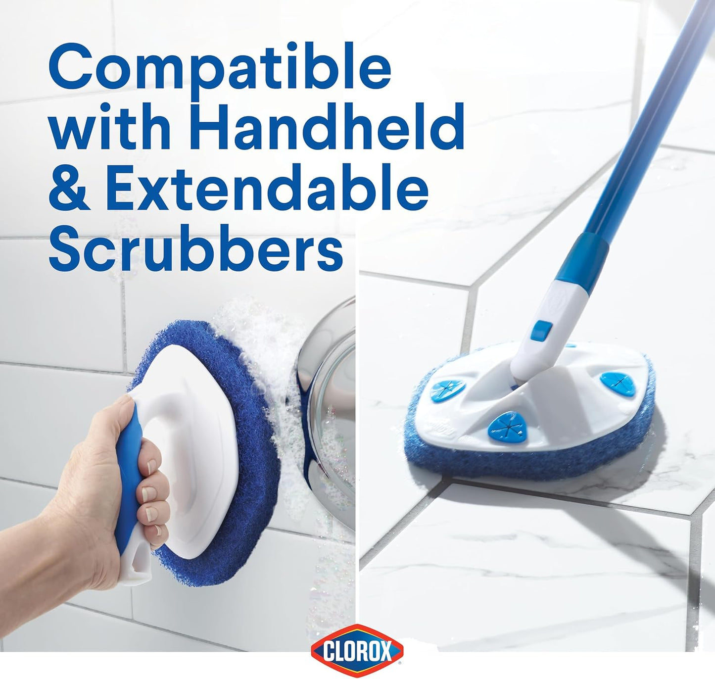 Clorox Extendable Tub and Tile Scrubber with Extra Pad