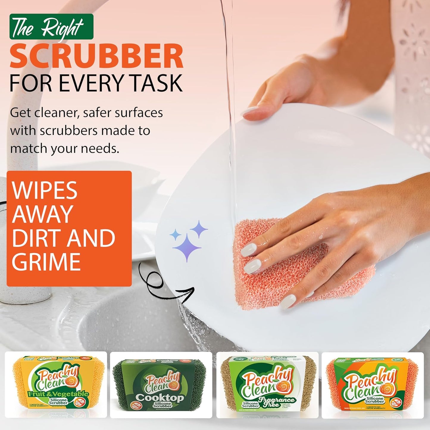 Peachy Clean Kitchen Scrubber Fragrance Free 3pk