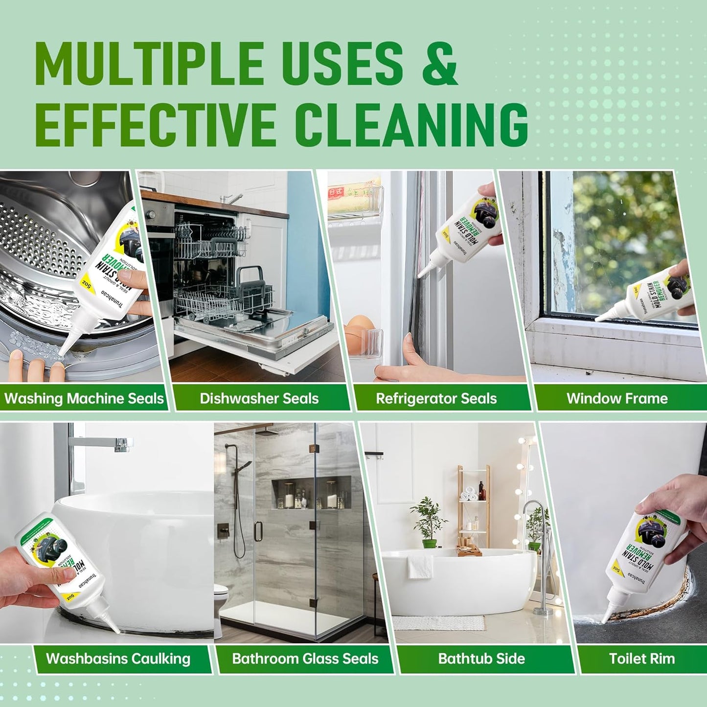 10oz Stain Remover Gel Cleaner, Home Stain Remover Cleaner for Front Loader Washing Machine Black Stain Removal Multi Surface Stain Cleaning Gel for Bathroom Seals, Grout, Shower & Tile,Caulk,Tub