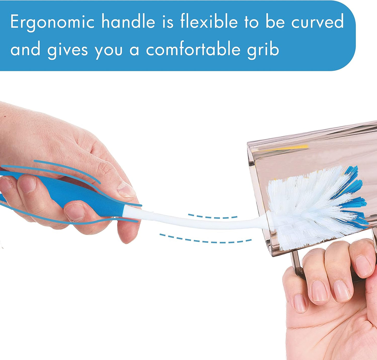 PHYEX 2 Pack Long Handle Bottle Scrubbing Brushes, Water Bottle Cleaner for Washing Glasswares, Wine Decanter, Hydro Flask Tumbler, Sinks, Food Jars