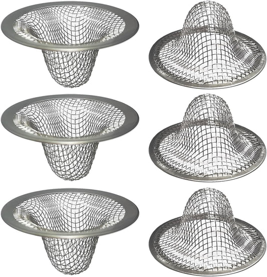 1.0" Bathroom Sink Drain Strainers, 6PCS Drain Hair Catchers for Laundry, Mop Pool, Utility, Slop, RV Sink, Stainless Steel Drain Filter
