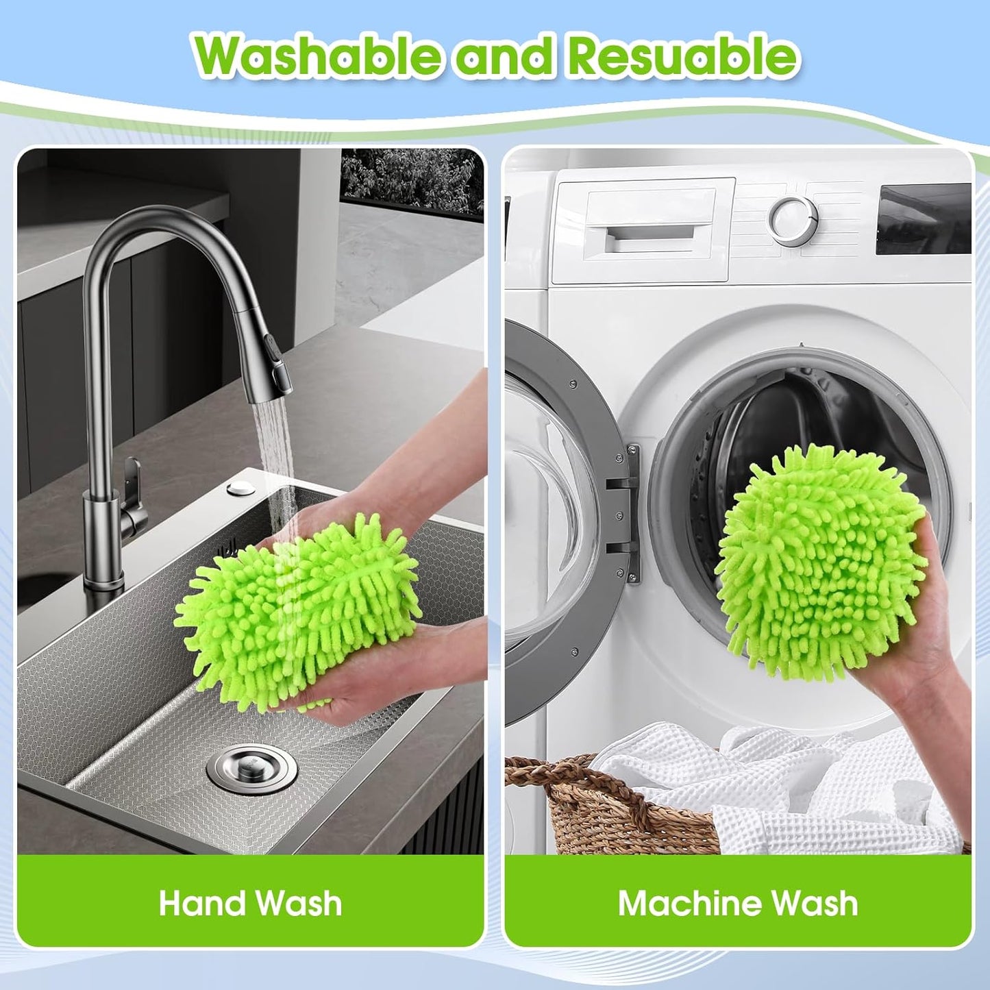 Microfiber Spin Mop Head Replacement 4 Pcs & 2 Chennile Mop Replace & 1 Scrub Brush & 1 Base Combo for Oceda RinseClean 2-Tank System,Mop Replacements Head,Machine Washable for Tub and Tile