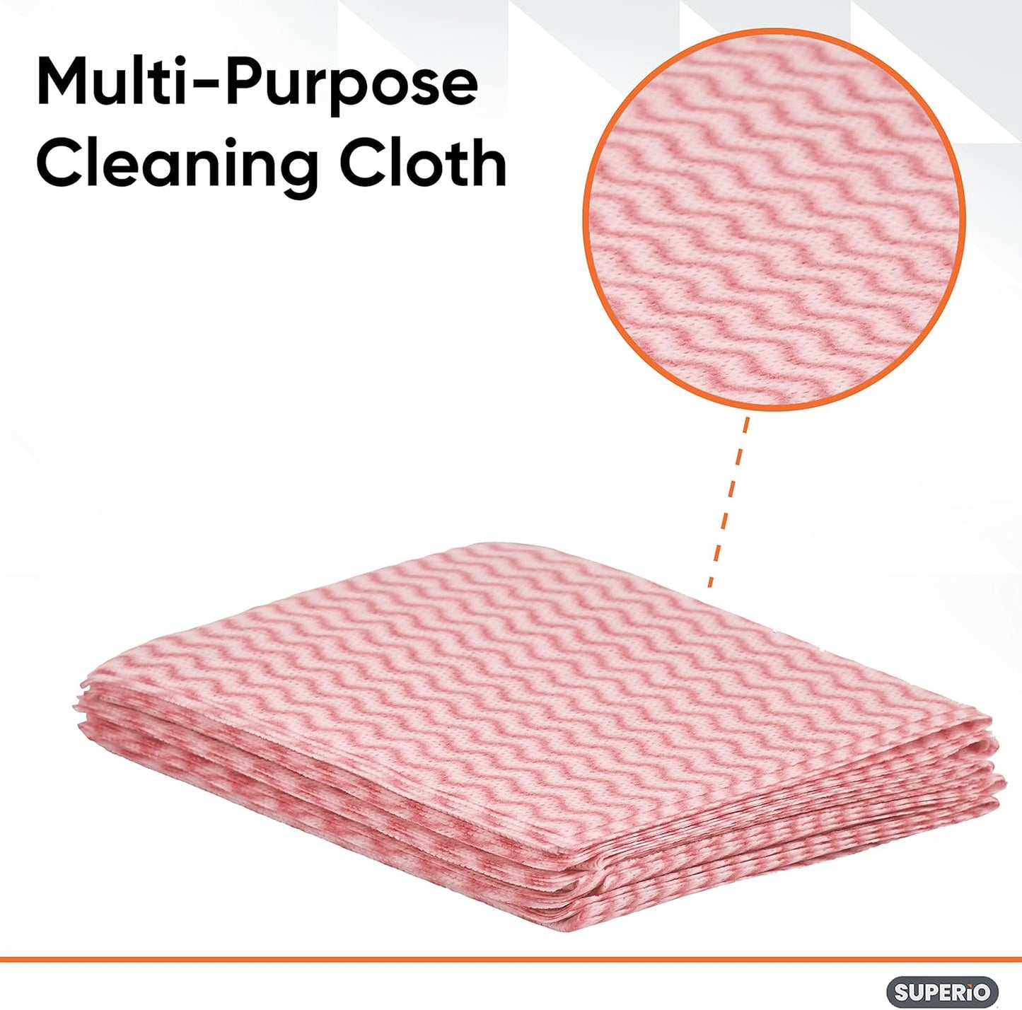 Superio Handy Wipes For Kitchen - Red Reusable Multi-Purpose Heavy-Duty Cleaning cloth for house, Bathroom, and office. Disposable Dish Towel (30)