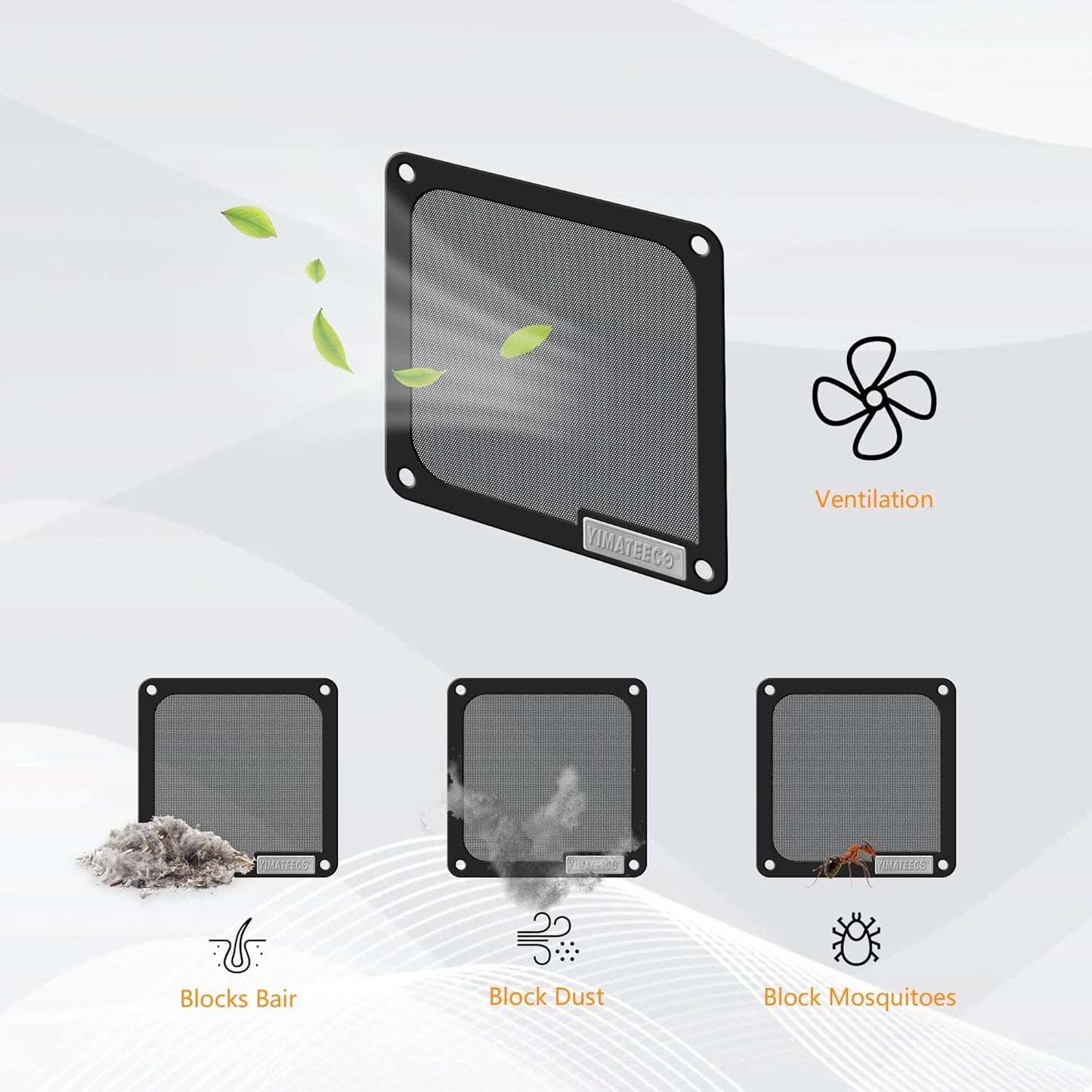 140mm PC Dust Filter for Computer Cooler Fan/PSU/Routers PVC 50 Mesh, Magnetic Dust Mesh Computer Fan Filter Grills with Screws Dustproof Case Cover (PVC V4.0, 140 * 140mm, 2pcs, Black)