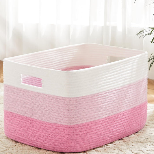 Blanket Basket,Rectangle Woven Baskets for Storage,65L Laundry Basket for Decorative Nursery Blanket,Toys,Dirty Clothes and Magazine in Shelves,Baby Room,and Living Room