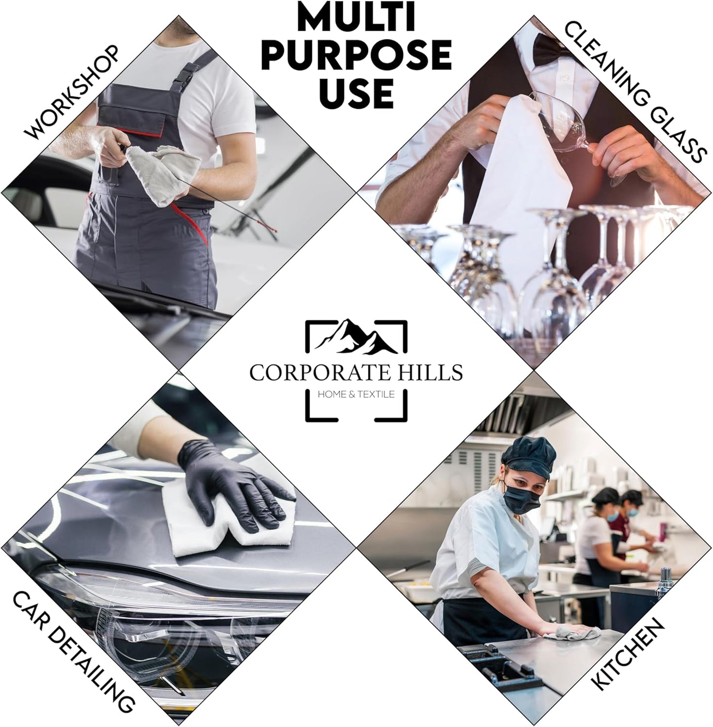 100% Cotton Terry Towels Cleaning Cloths Pack of 100 (12 x 12 Inches) White Cotton Terry Cloth Bar Rags White Bar Towels, Multipurpose High Absorbent Terry Towels for Cleaning Auto Detailing Painting