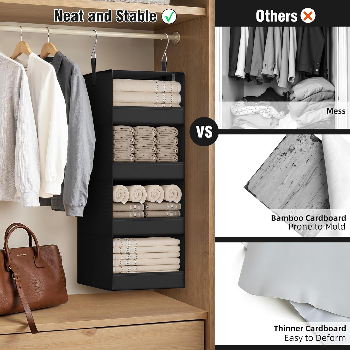 GRANNY SAYS 4-Shelf Hanging Organizer, Wall Mount, Fabric, 1-Pack