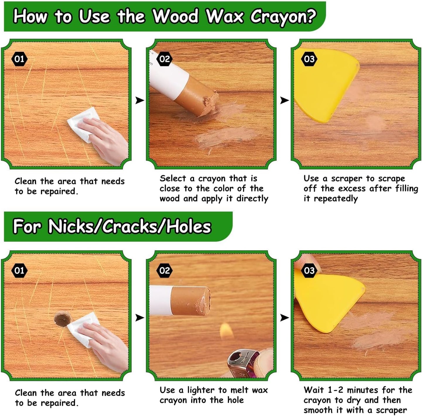 Furniture Markers Touch Up, 20 Colors Wood Filler Sticks, Wood Wax Crayons for Repairing Scratches, Scuffs, Cracks, Holes on Furniture, Floors, Cabinets, Tables, and Doors - Wood Veneer Series