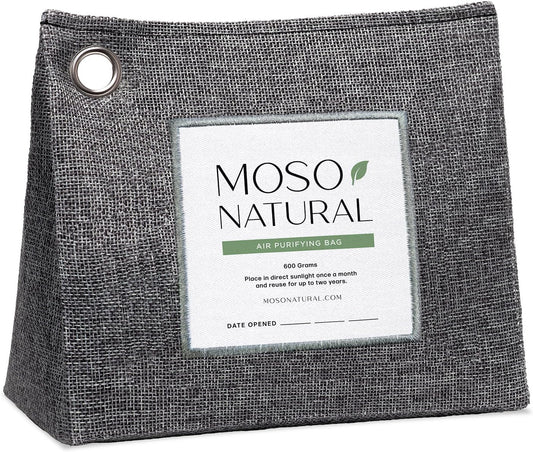 Moso Natural Air Purifying Bag 600g, Premium Bamboo Charcoal Odor Absorber, Room Deodorizer for Large Spaces, Bedroom, Kitchen, Basement, Pet Odor Eliminator for Home, 21oz Charcoal Bags