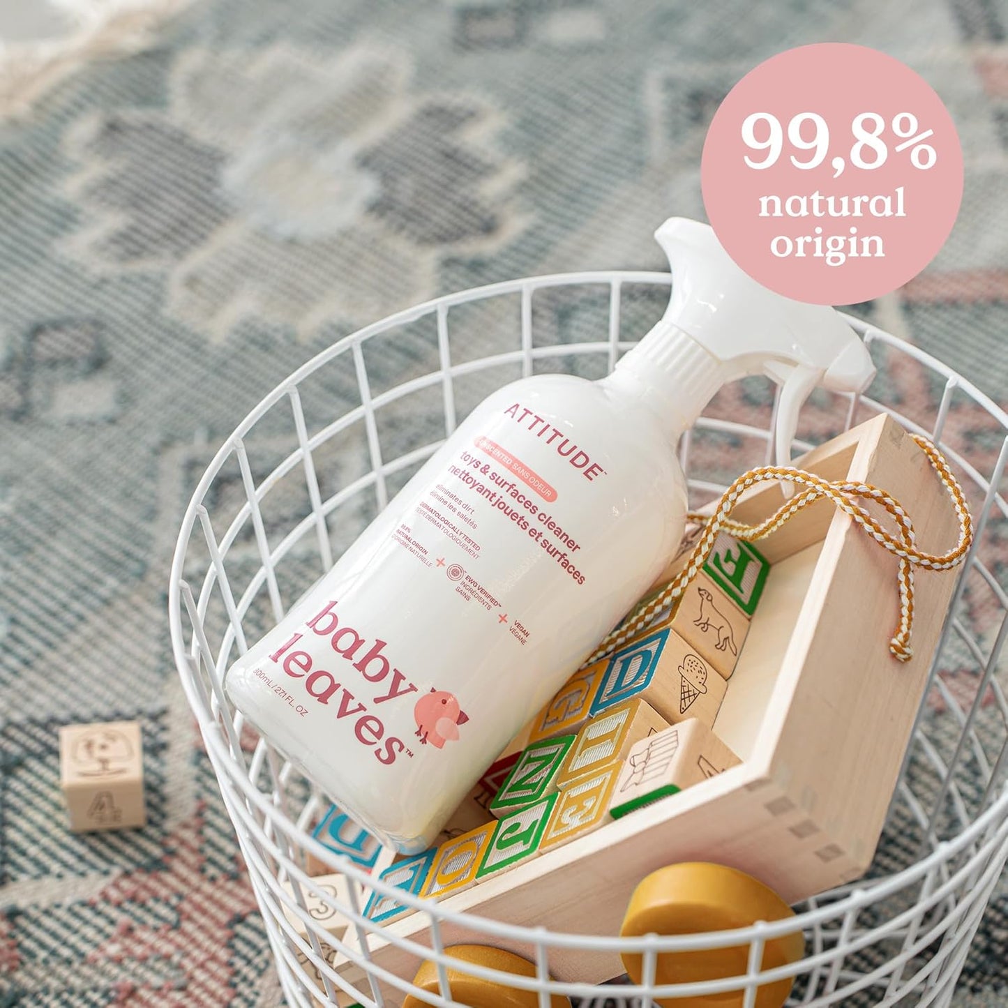 ATTITUDE Toy and Surface Cleaner, EWG Verified, Plant- and Mineral-Based, Vegan Household Products, Unscented, 27.1 Fl Oz (Pack of 3)