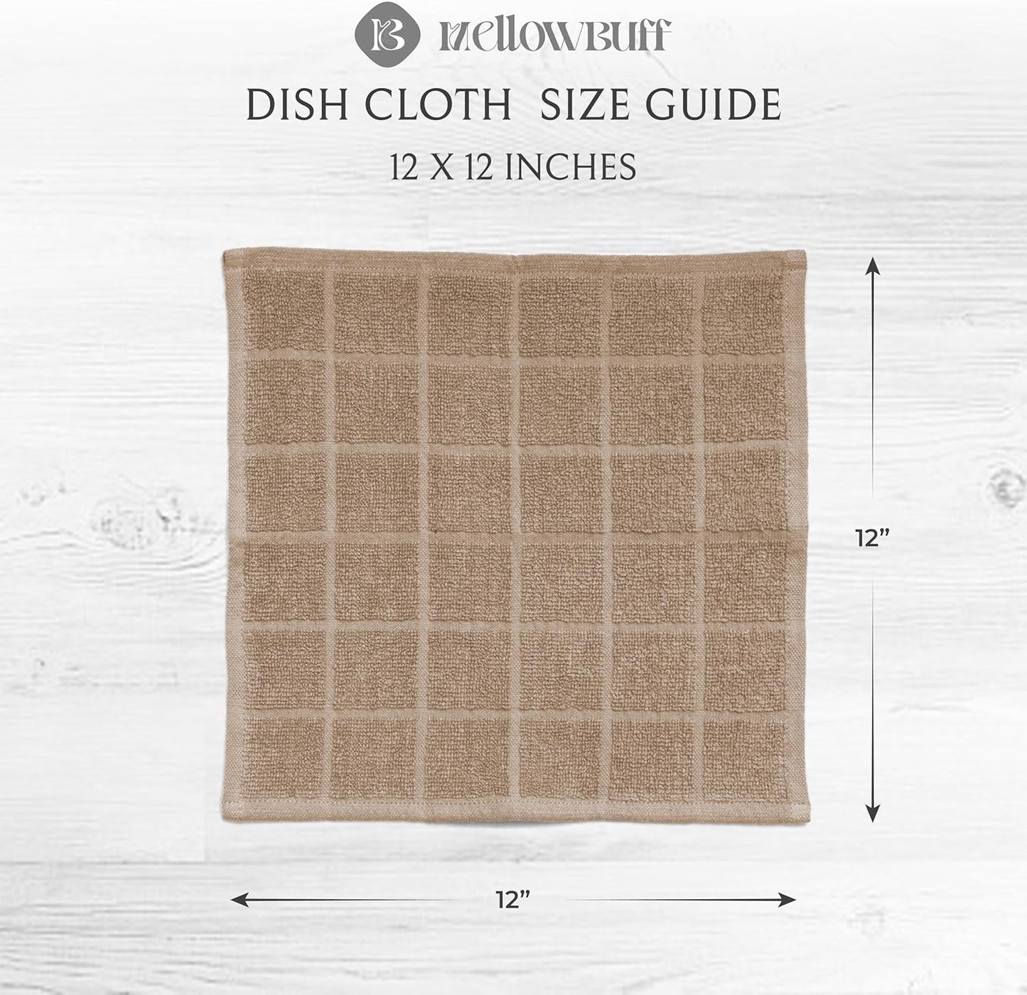 100% Cotton Terry Dish Cloth & Dish Towel, 6 Pack, Super Soft and Absorbent Kitchen Towels, Perfect for Kitchen Cleaning and Dish Washing (TAN 6 Pack)