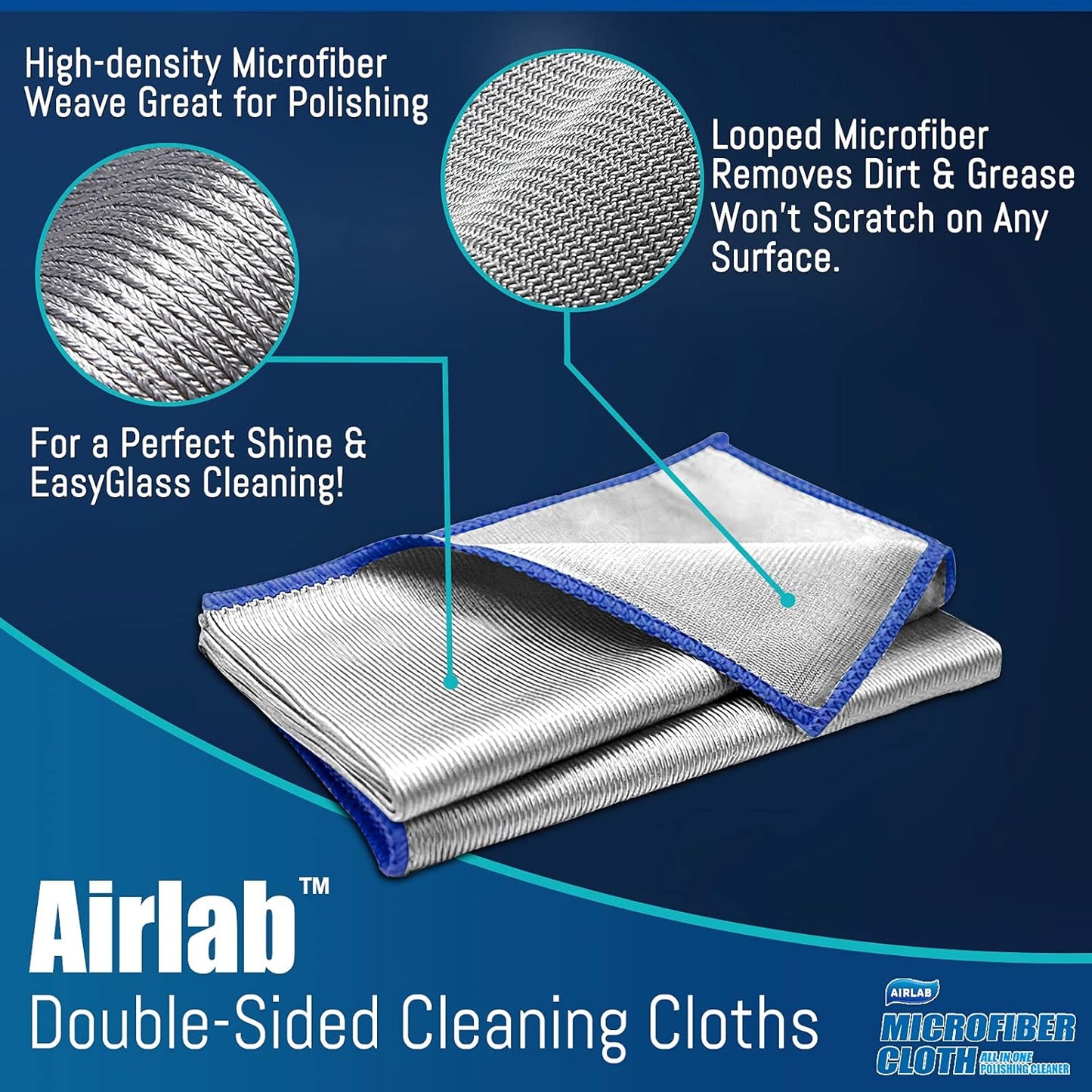 Streak Free Miracle Cleaning Cloth Easy Clean Pack of 8-12" x 16" Microfiber Dish Cloths Glass Polishing Lint Free for Kitchen Mirrors Wine Car