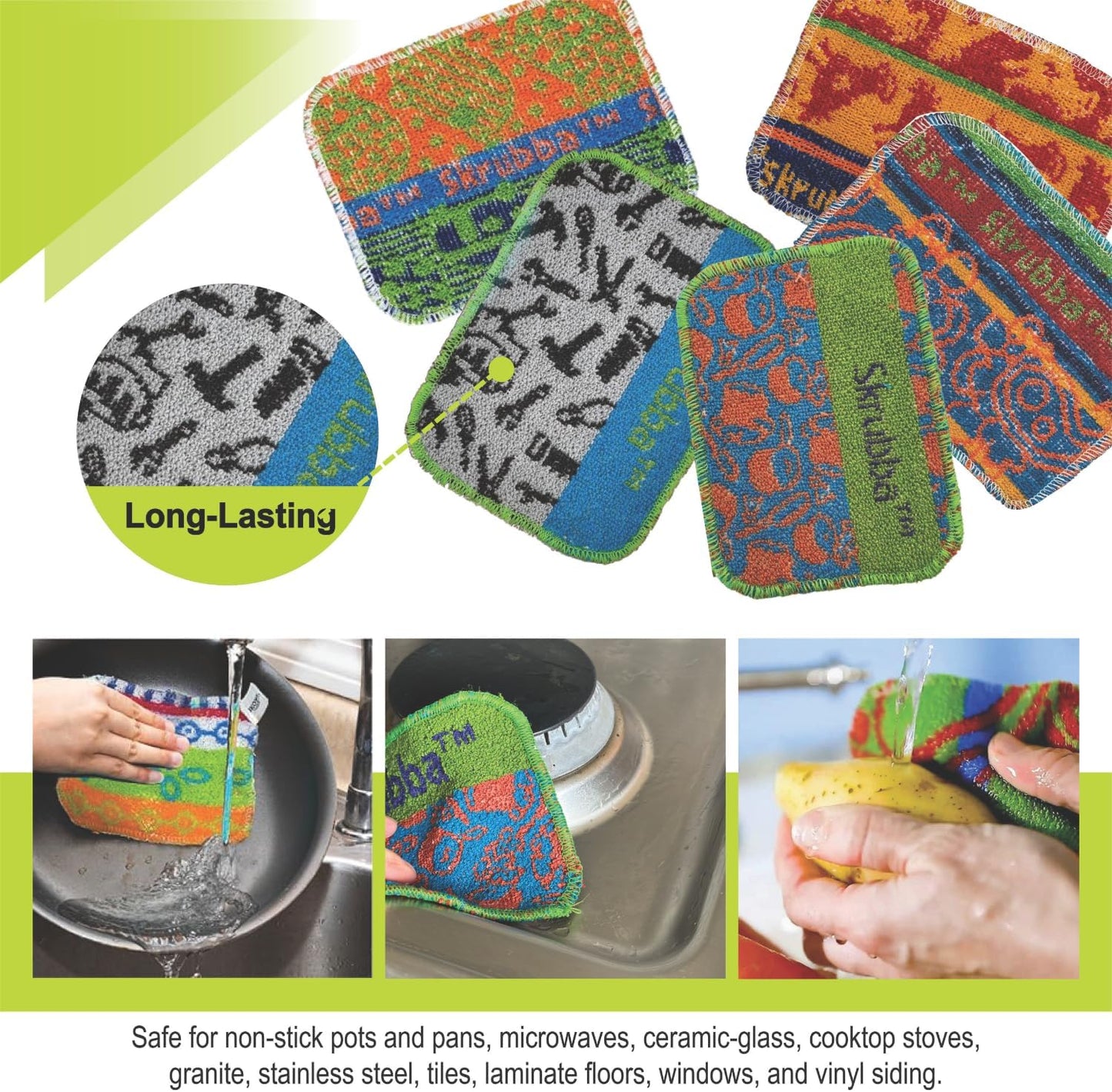 Wet-It Skrubba Non-Scratch Scouring Pad – European Scrubby Sponge for Kitchen Cleaning, Dishes, Pots, Pans, Glass & Cookware – Durable Reusable Pad (Kitchen)