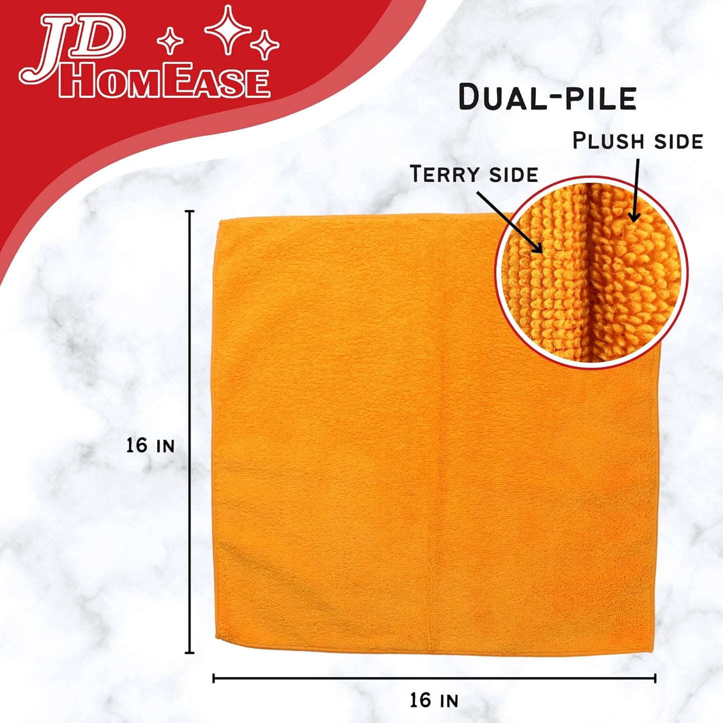 Microfiber Cleaning Cloths,120 Pack, 16"x16", All-Purpose, Softer, Highly Absorbent, Lint-Free, Reusable, Washable Pro Towels, Orange, for House, Kitchen, Bathroom, Car, Office