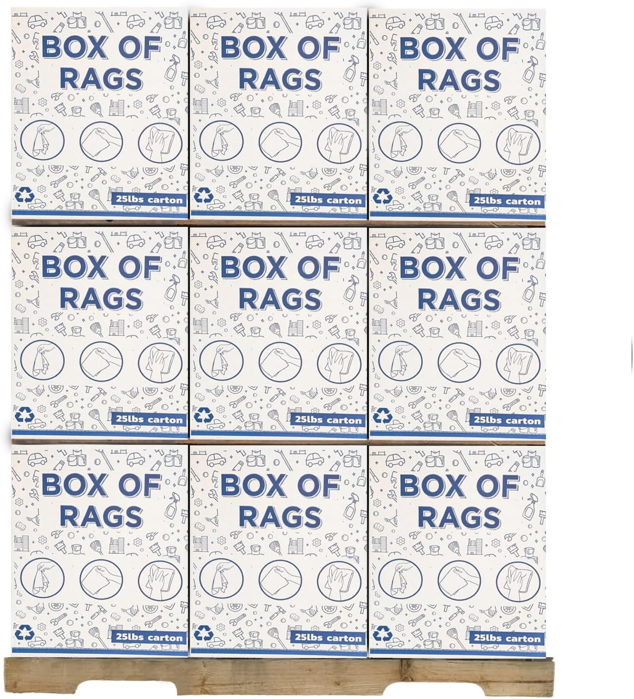 Premium White T-Shirt Cleaning Rags (600 lbs. Pallet 24x25 lbs. Box) – White Cotton Rags for Cleaning, Staining, Painting, Oil, Grease & Dust Removal – Shop Rags Bulk for Multipurpose use