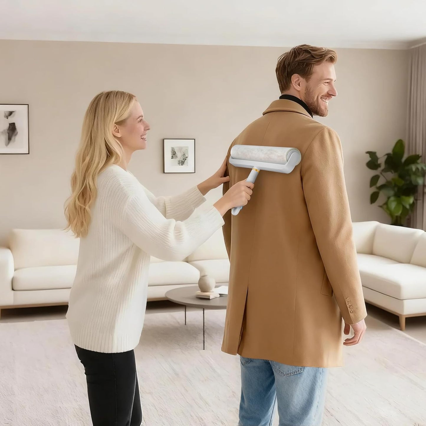 14.17" Extra-Wide Lint Roller Kit with 2 Refills & Dust Cover | Reusable Pet Hair Remover for Furniture, Car, Clothes | Extendable Handle (100 Sheets/Roll) (2)