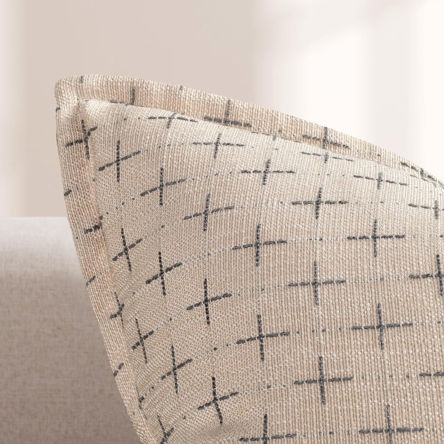 ZWJD Pillow Covers 18x18 Set of 2 Soft Polyester Textured Pillow Covers with Stylish Flange Edge Cozy Farmhouse Throw Pillows for Couch Bed Sofa Living Room