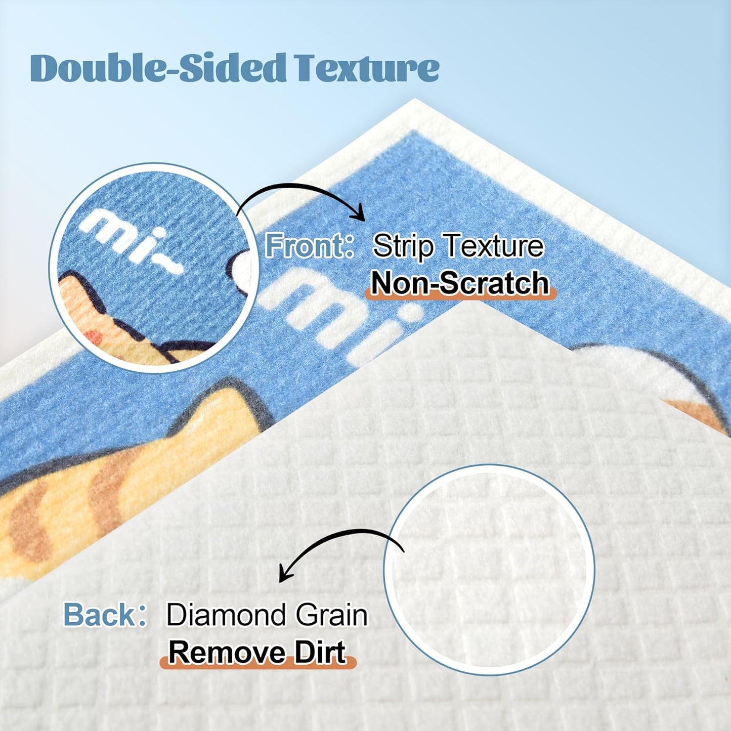 JOYMOOP Cartoon Cellulose Cleaning Cloth, Reusable Absorbent Dish Towels, Non-Scratch Washable Rags for Cookware, Kitchen and Household Cleaning - 12pcs, 6.7×7.9inch