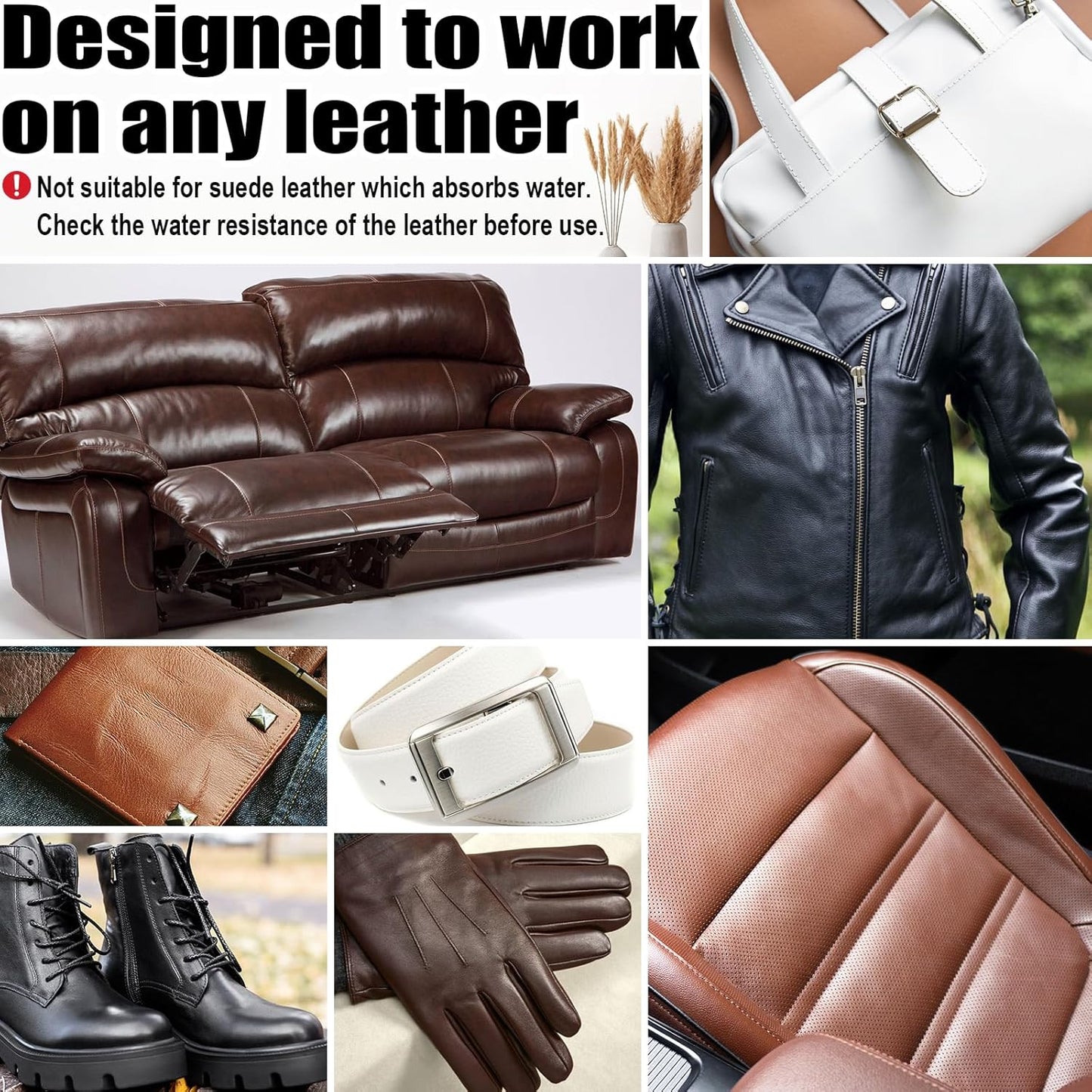 Medium Brown Leather Repair Kit - Recoloring Balm & Dye to Restore Scratches, Faded & Aged Leather & Vinyl Couches, Boots, Car Seats & Furniture