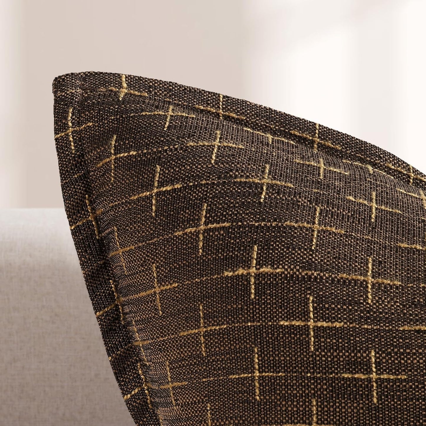 ZWJD Pillow Covers 24x24 Set of 2 Soft Polyester Textured Pillow Covers with Stylish Flange Edge Cozy Farmhouse Throw Pillows for Couch Bed Sofa Living Room