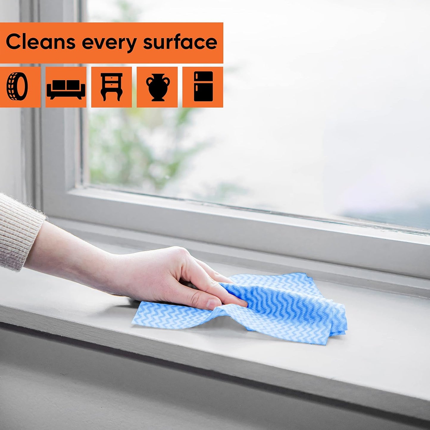 Superio Handy Wipes for Kitchen - Blue Reusable Multi-Purpose Heavy-Duty Cleaning Cloth for House, Bathroom, and Office. Disposable Dish Towel (15)