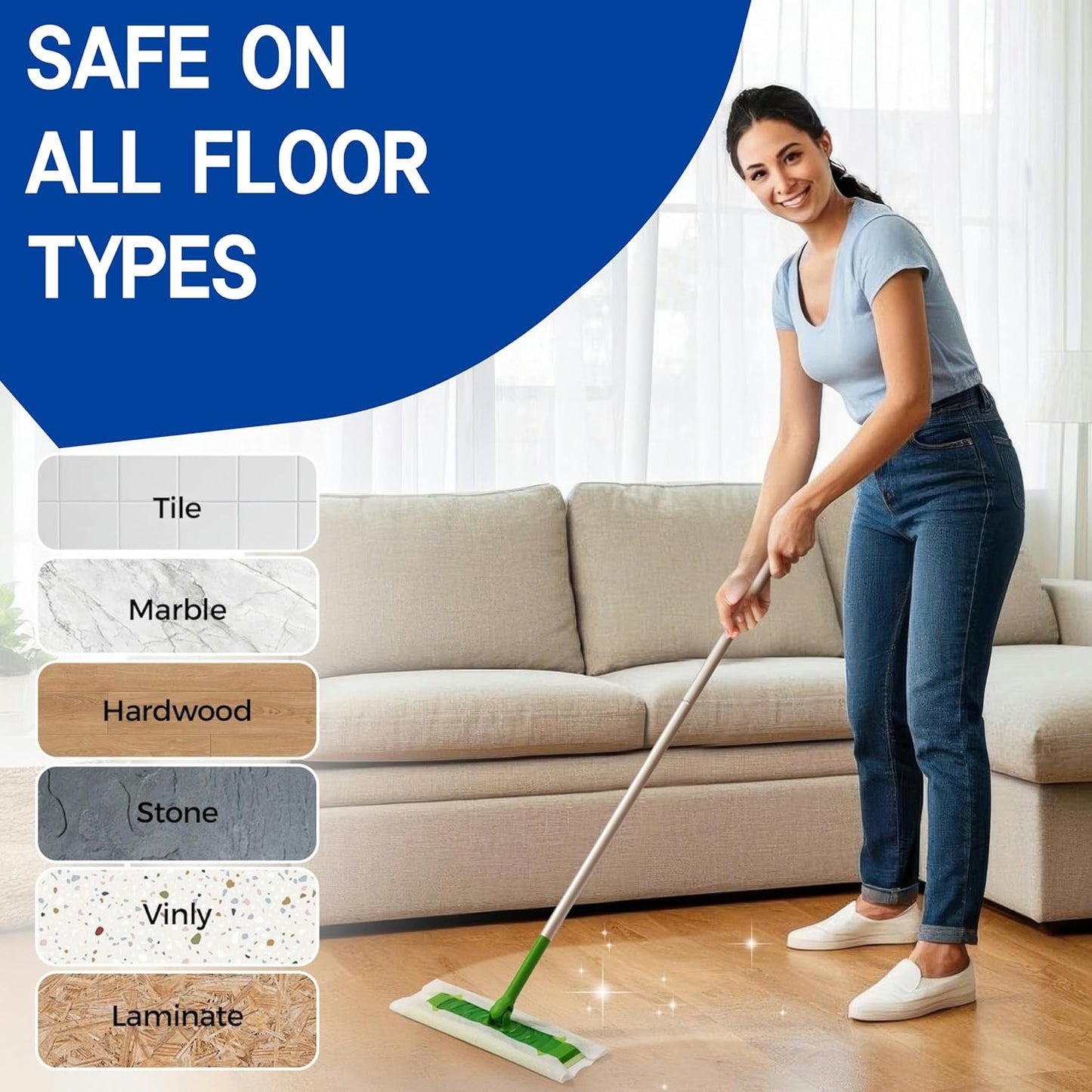 Dry Sweeping Cloths Disposable Mop Refills Floor Dust Mop Pad, Floor Cloth Refills for Swiffer Standard Sweeper, Pack of 80