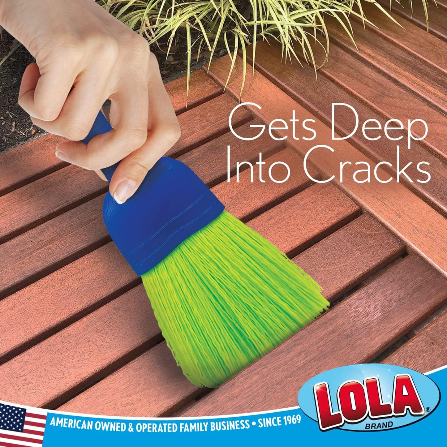 LOLA Whisk Broom, Hand Brush, Durable Bristles, Whisks Away Dirt & Debris, Compact, Hang Hole for Easy Storage, Indoor/Outdoor, 1 Pack