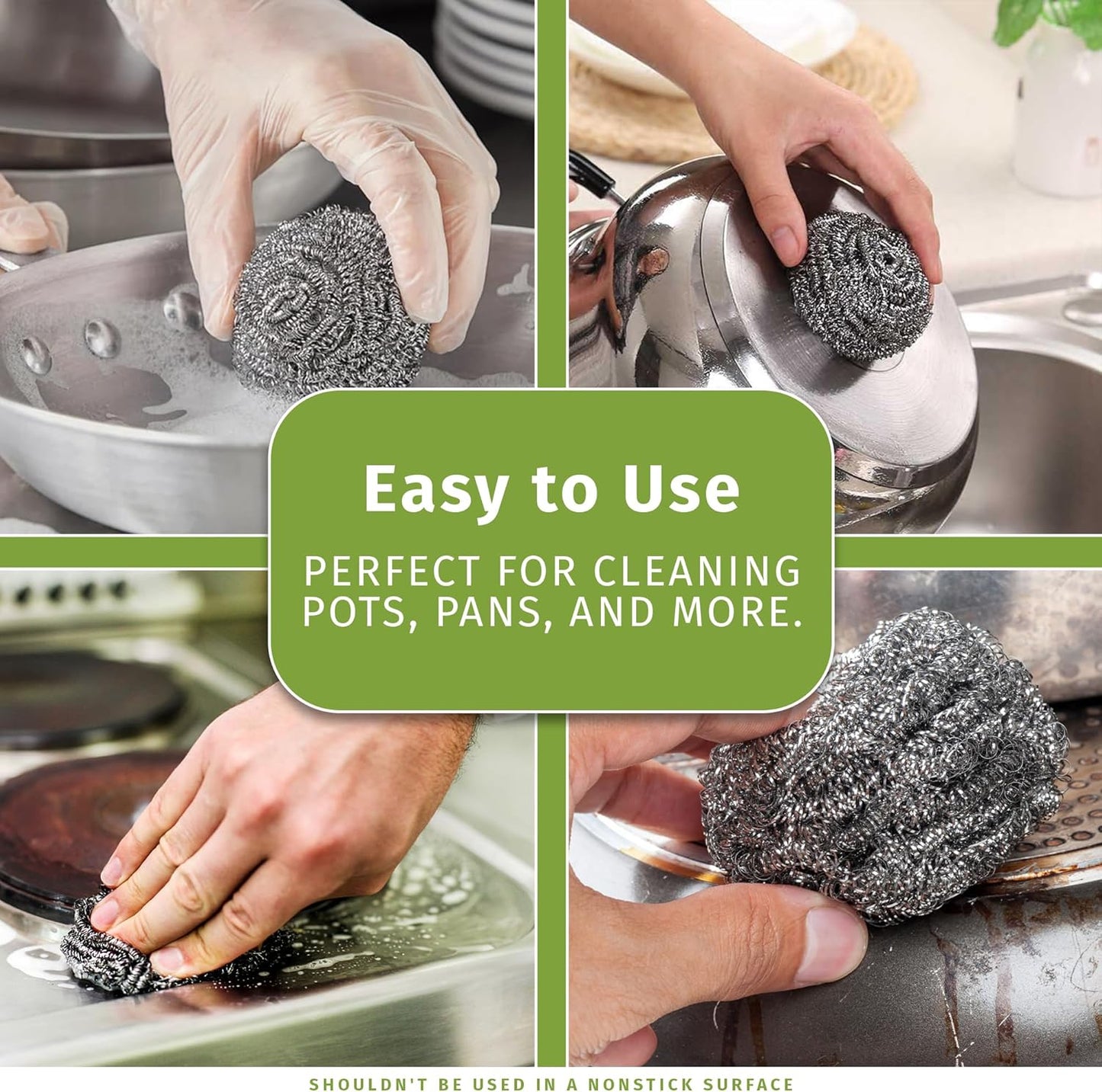 Brheez Stainless Steel Cleaner Scouring Pads [12 Pack] - Industrial & Commercial Strength Large Cleaning Supplies Dish Sponge - Individually Wrapped 30 Gram