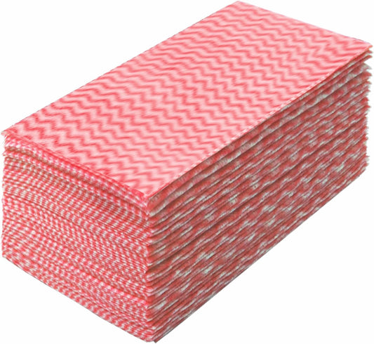 Disposable Dish Cloths Disposable Cleaning Towels Heavy Duty Reusable Cleaning Cloths Dish Rags for Kitchen,11.8 x 21 inches - 50 Counts/Pack,Red