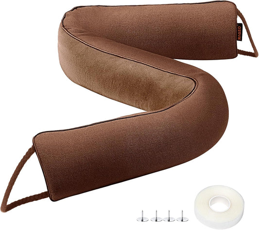 MAGZO Door Draft Stopper, 34 Inch Under Door Draft Blocker Noise Stopper, Weighted Wind Blocker Draft Guard for Bottom of Door, Brown