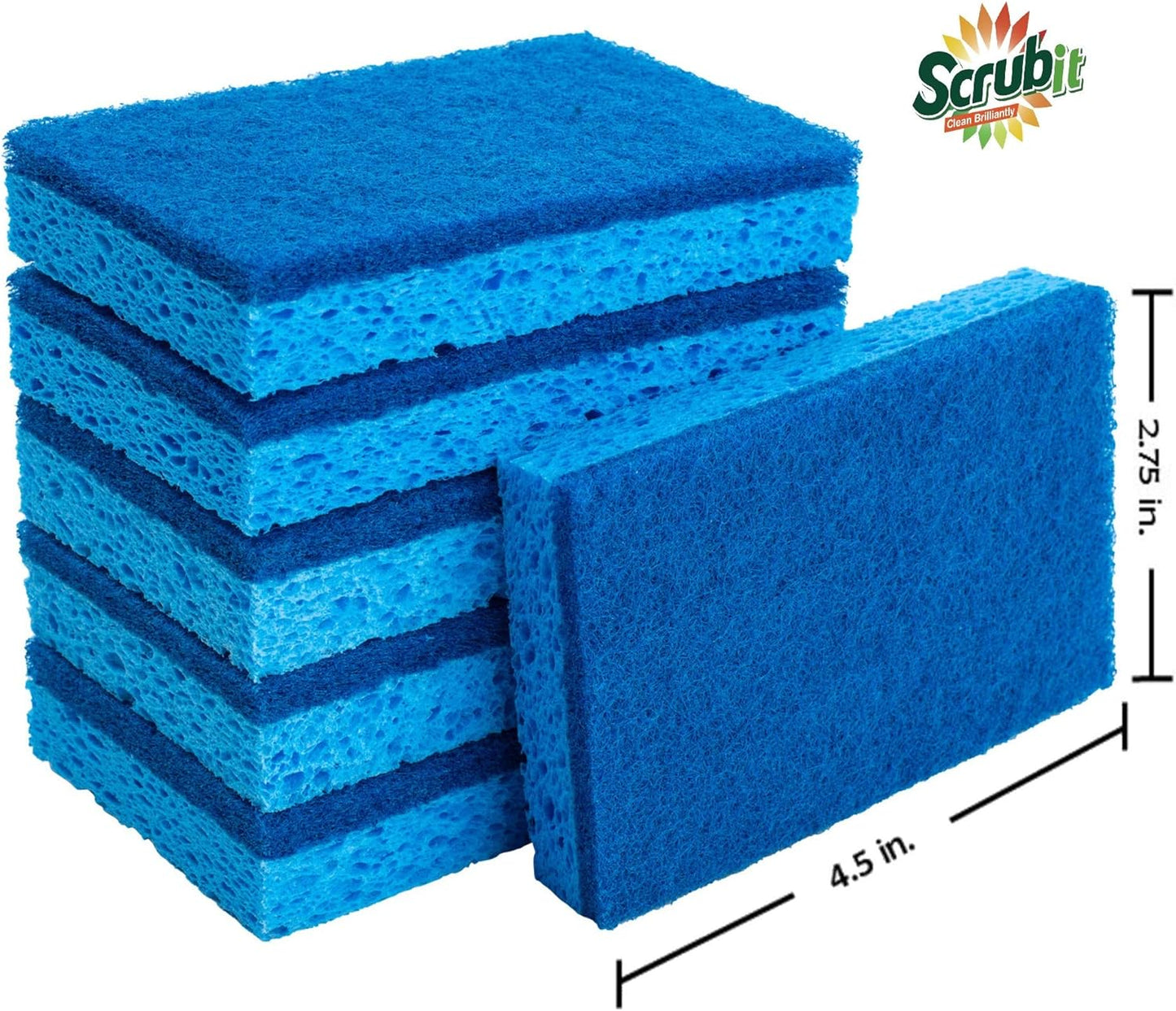 Scrubit Non-Scratch Cleaning Scrub Sponges- Scrubbing Dish Sponge Ideal for Washing Kitchen,Dishes, Bathroom &More – Dishwashing Sponge Along with A Thought Scrubber – 6 sponges