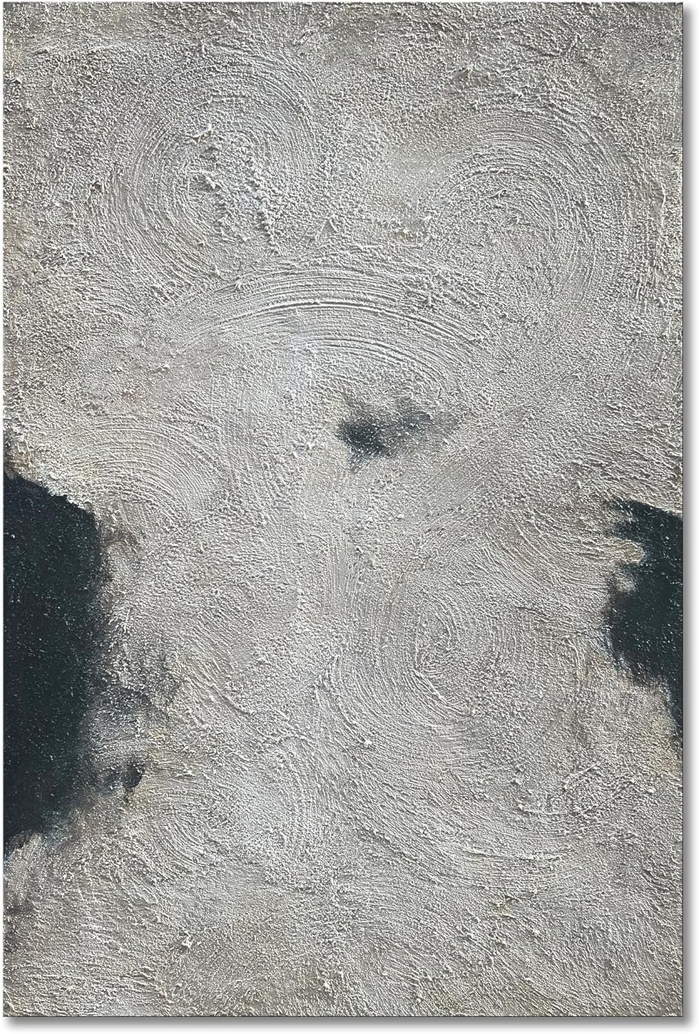 NANKAI Minimalist Art Hand Painted Black and Gray Abstract Oil Painting Canvas Wall Art 36x24 Inch Home Wall Decoration