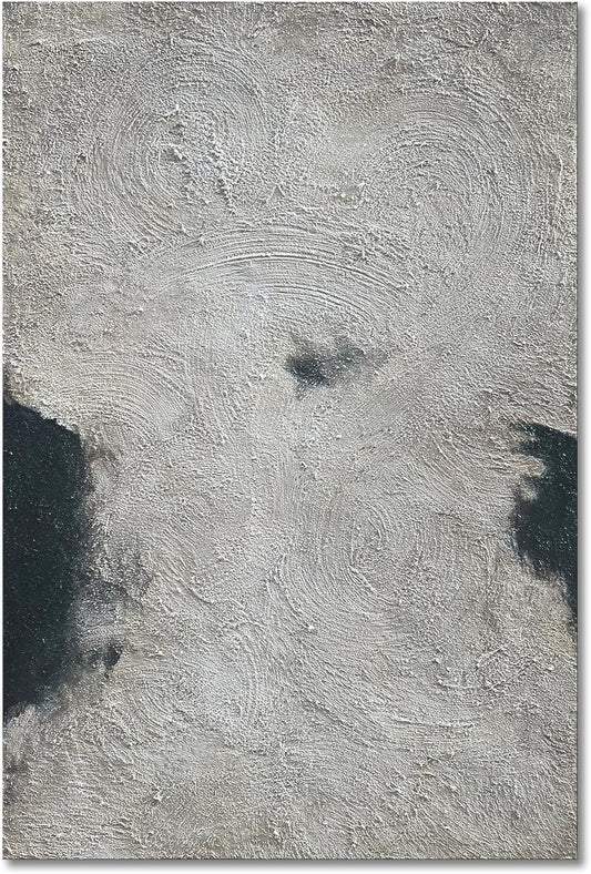 NANKAI Minimalist Art Hand Painted Black and Gray Abstract Oil Painting Canvas Wall Art 36x24 Inch Home Wall Decoration