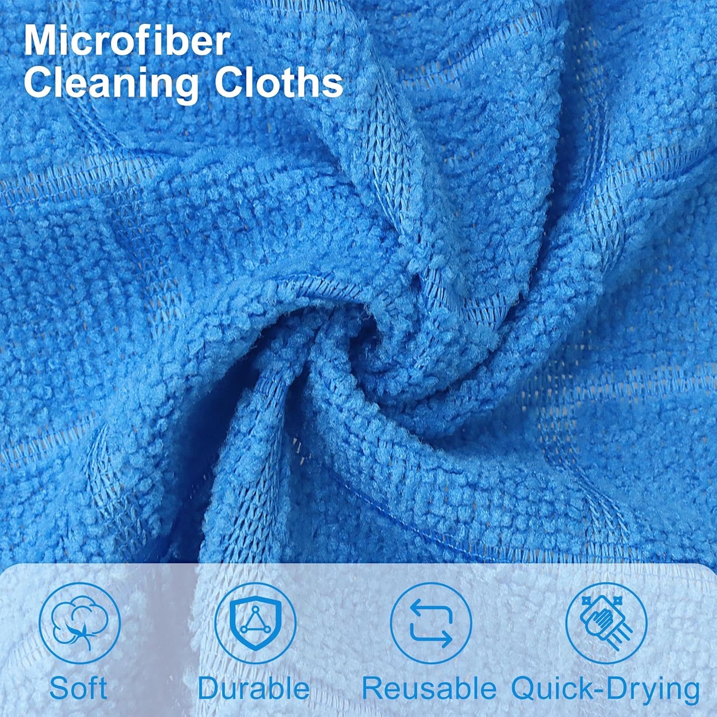 LIVOS Microfiber Cleaning Cloth Roll - 80 Pack, Reusable Paper Towels, Microfiber Towels for Cars, Super Absorbent Lint Free Cleaning Rags for House, Kitchen, Window-Check Blue, 11.5"x11.5"