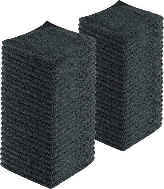 Microfiber Cleaning Cloths,48 Pack, 16"x16", All-Purpose, Softer, Highly Absorbent, Lint-Free, Reusable, Washable Pro Towels, Black, for House, Kitchen, Bathroom, Car, Office