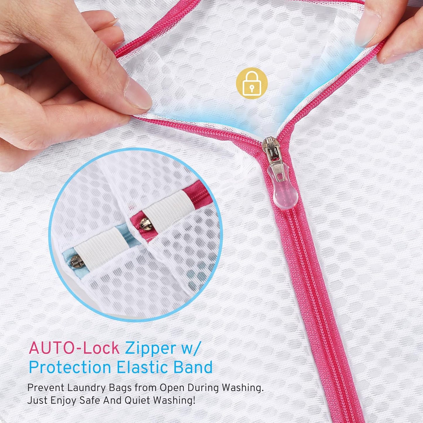 2 Pack XXL Durable Honeycomb Mesh Laundry Bags for Delicates with AUTO-Lock Zipper, Lingerie Bags for Washing Delicates, Laundry Bags Mesh Wash Bags for Bed Sheet,Bed cover,Blanket,Curtain, Sweater