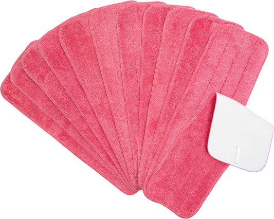 Arkwright Spray Mop Replacement Pads - (Pack of 12) Bulk Microfiber Flat Dry and Wet Refill Mop Pads Floor Cleaning, Compatible with Bona and Rubbermaid, Fits All Mop Heads, 18 in, Red