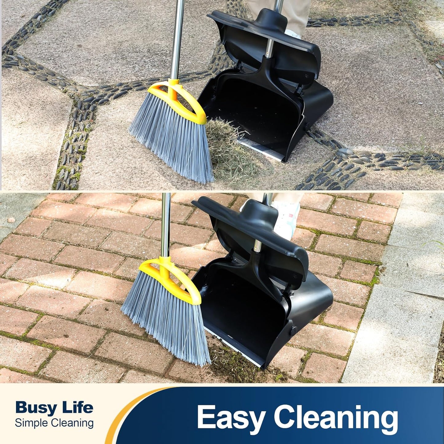 Yocada Commercial Dustpan with Wheels and Windproof Cover Indoor&Outdoor Commercial Dustpan for Courtyard Garage Kitchen Office Mall Lobby Sweep Dust Fallen Leaves Pet Hair Floor Rubbish